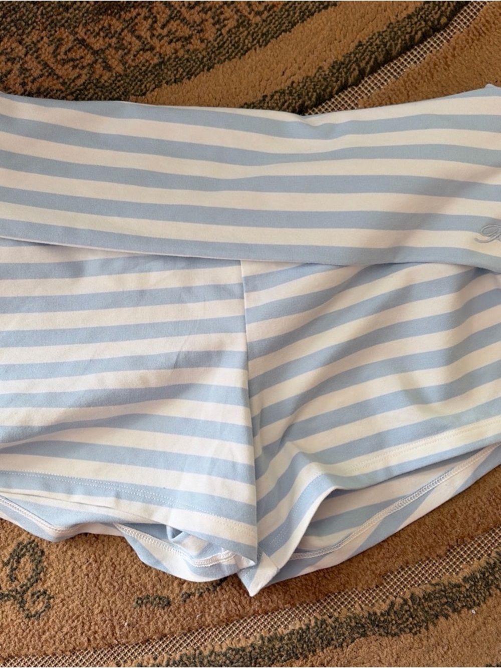 Victoria’s Secret pink Frankie’s bikinis Striped Light Blue & White Boyshorts